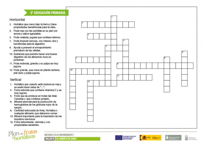 Crucigramas 5 EP Plan De Frutas Y Hortalizas